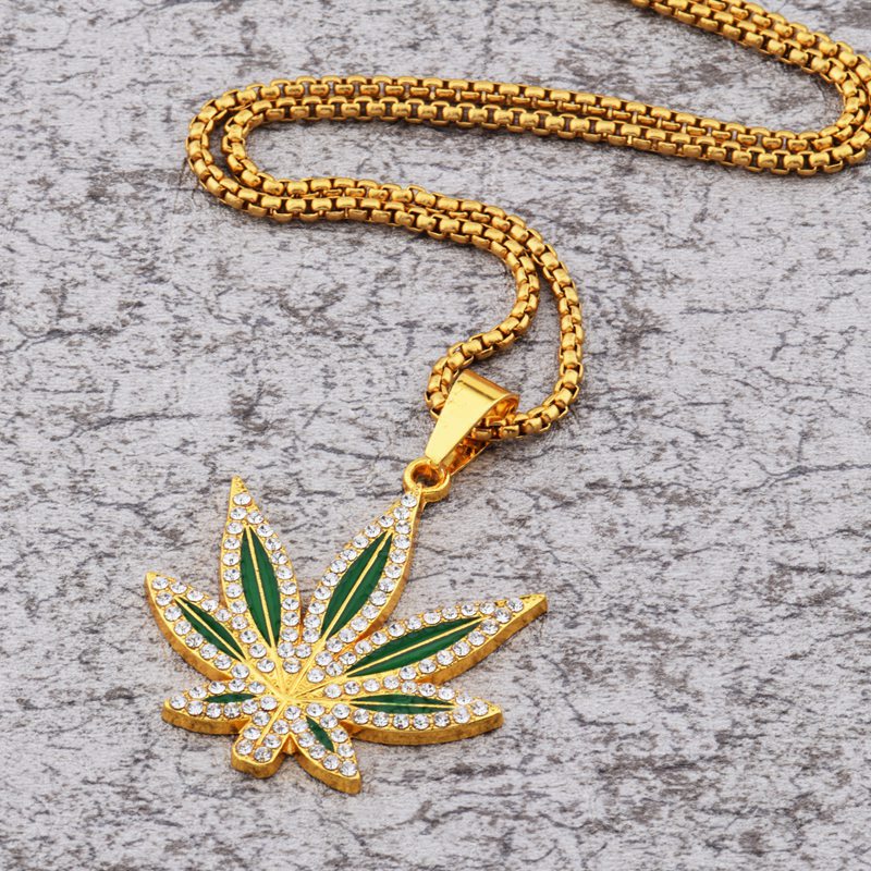 Rhinestone Weed Pendant Neckla - Dry Herb Vaping Accessories review and price